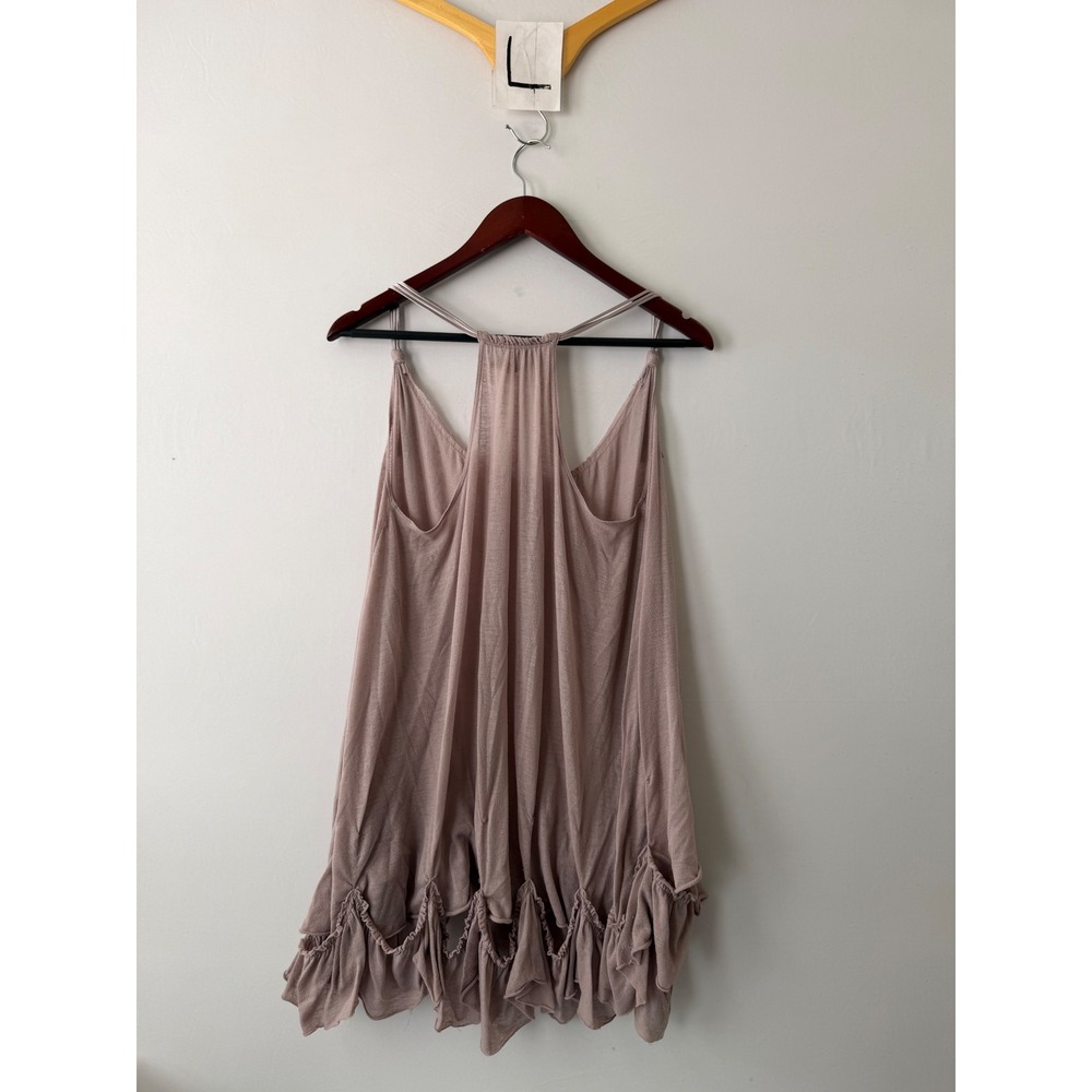 Free People Tank Top Boho Ruffle Racerback Mauve Pink Size XS - Picture 4 of 5